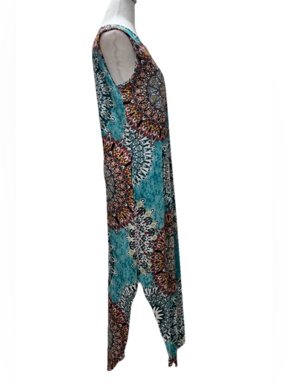Turquoise Summer Sleeveless Casual Loose Maxi Dress M - Picture 4 of 6